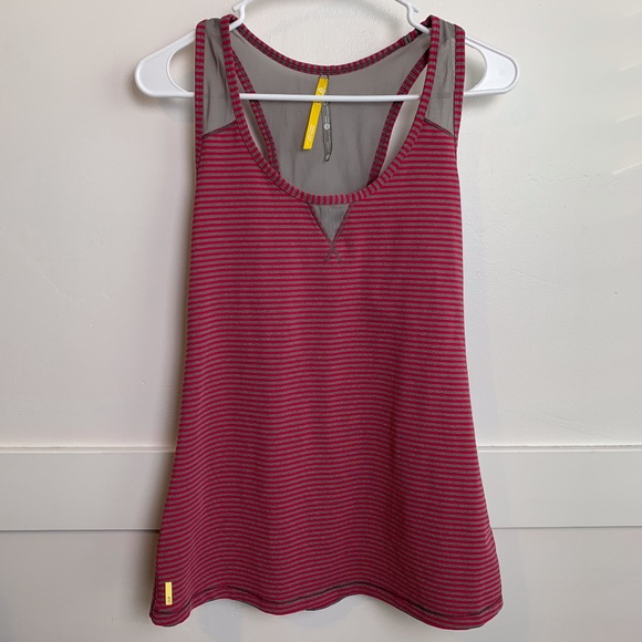 Lole Tops - Lole Melon & Gray Striped Racerback Tank Top